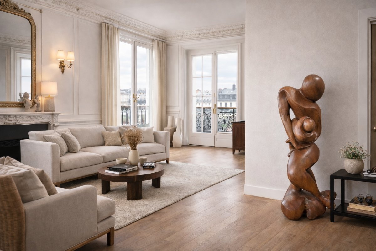 Bernard Lafon, Known As Darius (born In 1943) Walnut Sculpture-photo-4