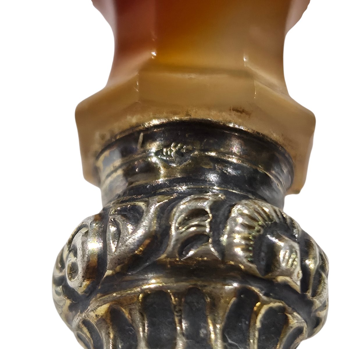Cachet ancien armorié en argent 800 poinçon sanglier et cornaline taillée – XIXᵉ siècle-photo-5