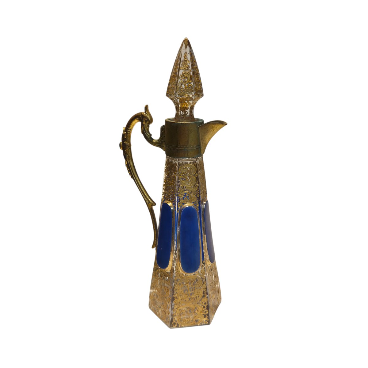 Carafe de service en cristal émaillé et doré – Bohême, XIXᵉ siècle-photo-2
