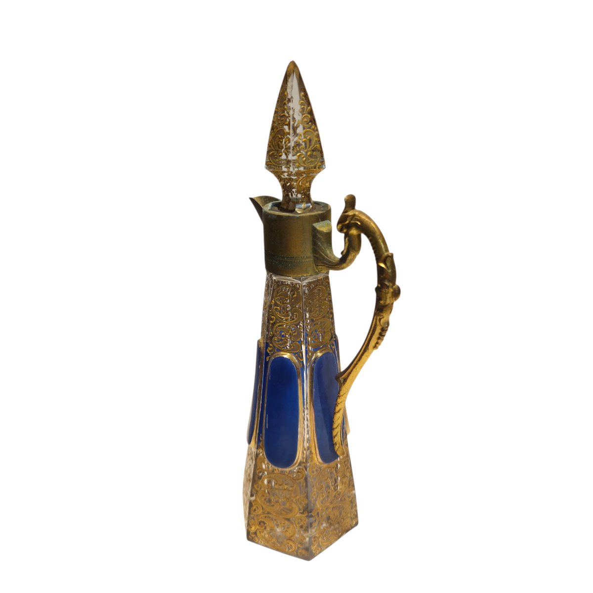 Carafe de service en cristal émaillé et doré – Bohême, XIXᵉ siècle-photo-3