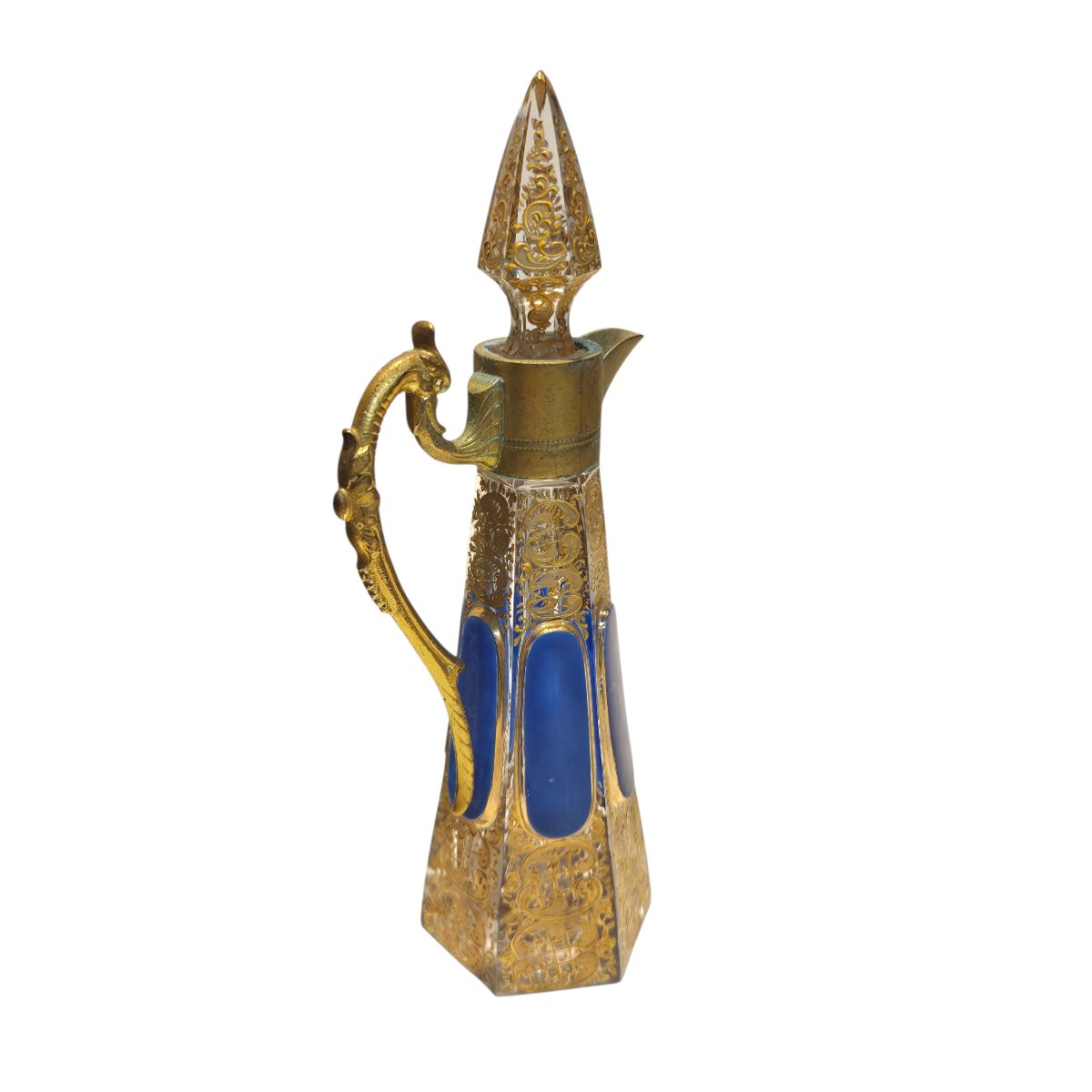 Carafe de service en cristal émaillé et doré – Bohême, XIXᵉ siècle-photo-4
