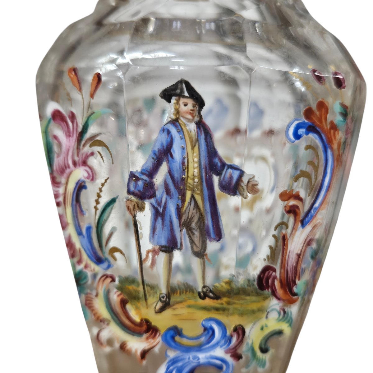 Small Antique Enameled Glass Vase – Vienna, Late 19th Century-photo-3