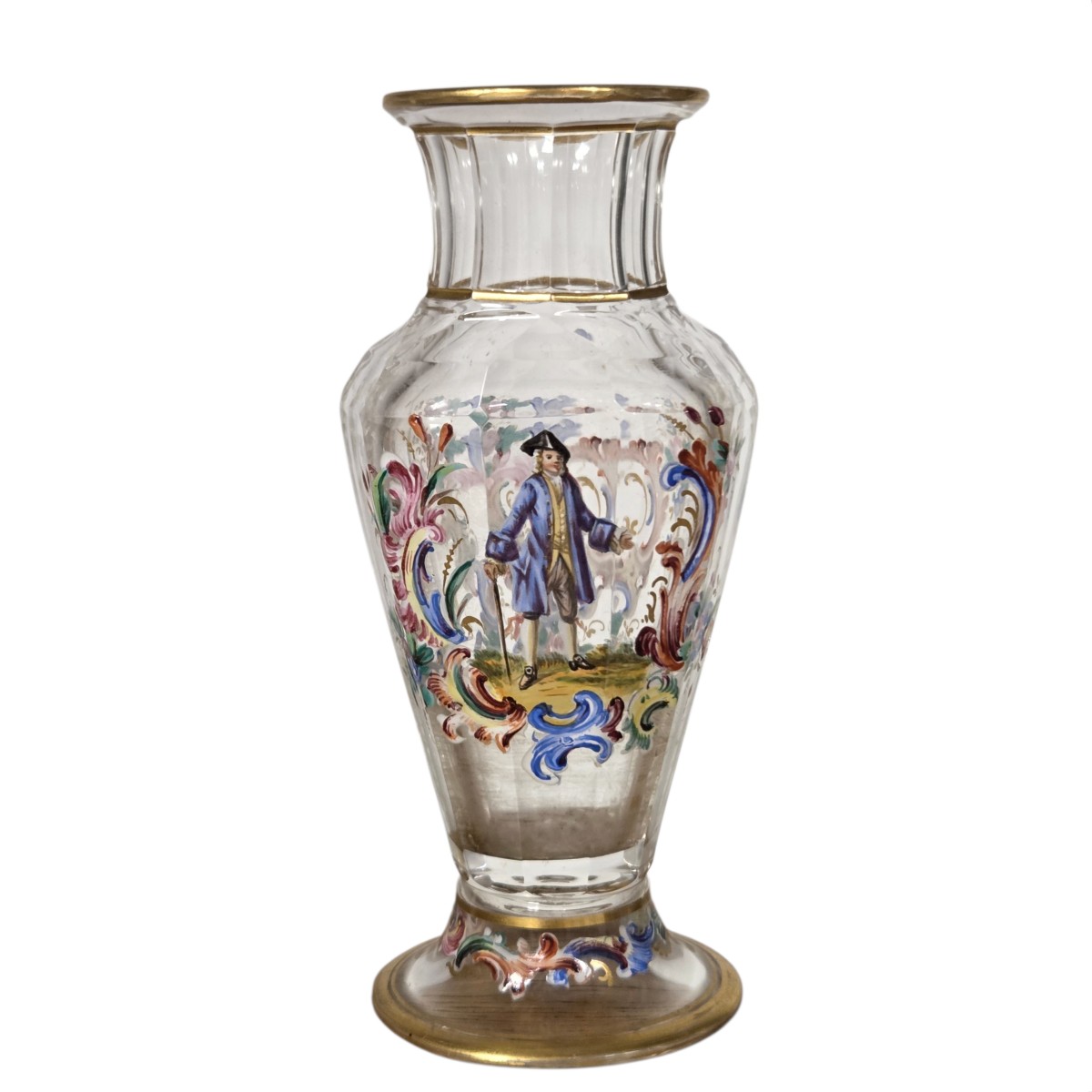 Small Antique Enameled Glass Vase – Vienna, Late 19th Century