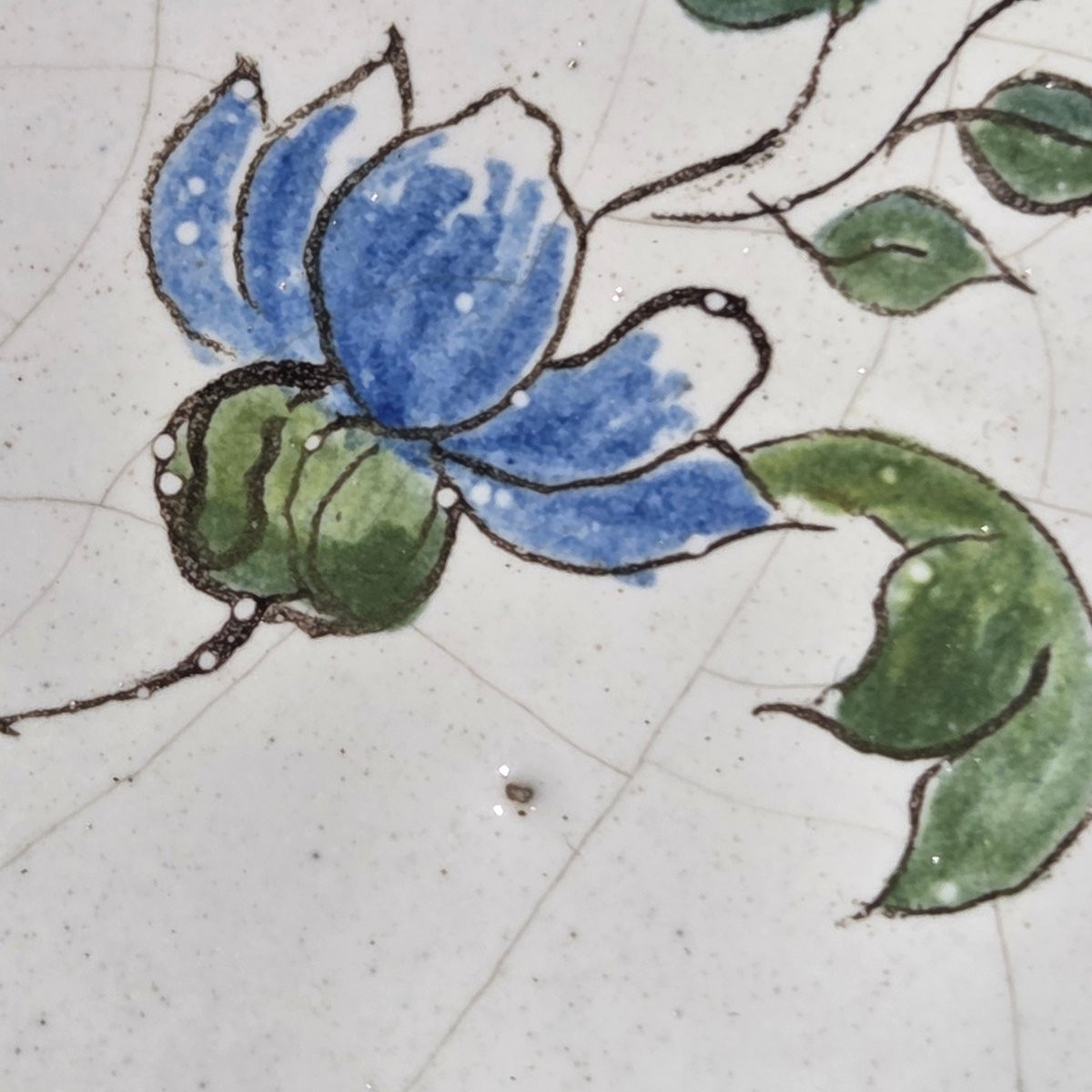 Antique Earthenware Plate With Polychrome Floral Decoration, Late 18th – Early 19th Century-photo-3