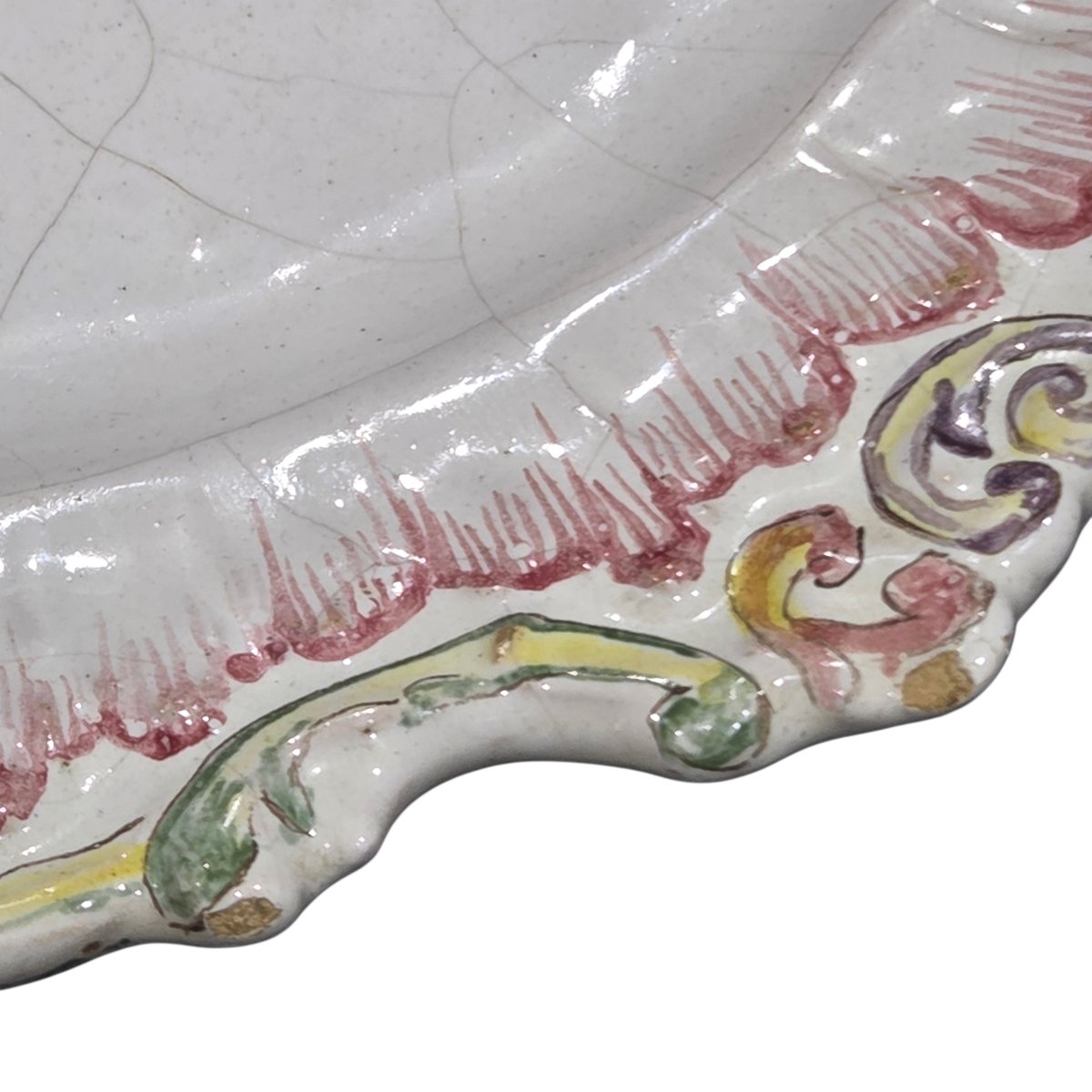 Antique Earthenware Plate With Polychrome Floral Decoration, Late 18th – Early 19th Century-photo-4