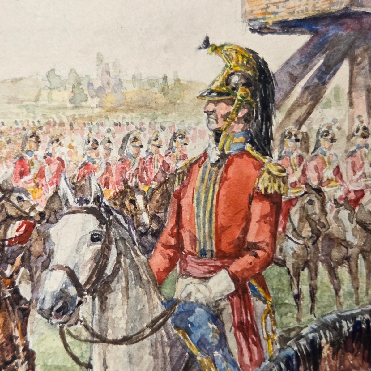 Georges Toumasov (20th Century) Pair Of Napoleonic Watercolors.-photo-4