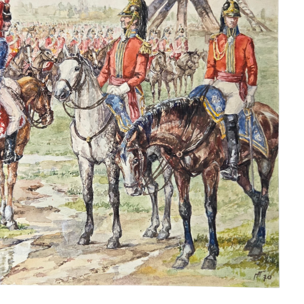 Georges Toumasov (20th Century) Pair Of Napoleonic Watercolors.-photo-5