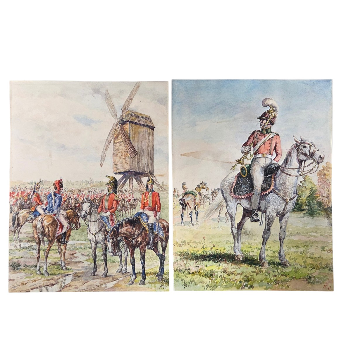 Georges Toumasov (20th Century) Pair Of Napoleonic Watercolors.