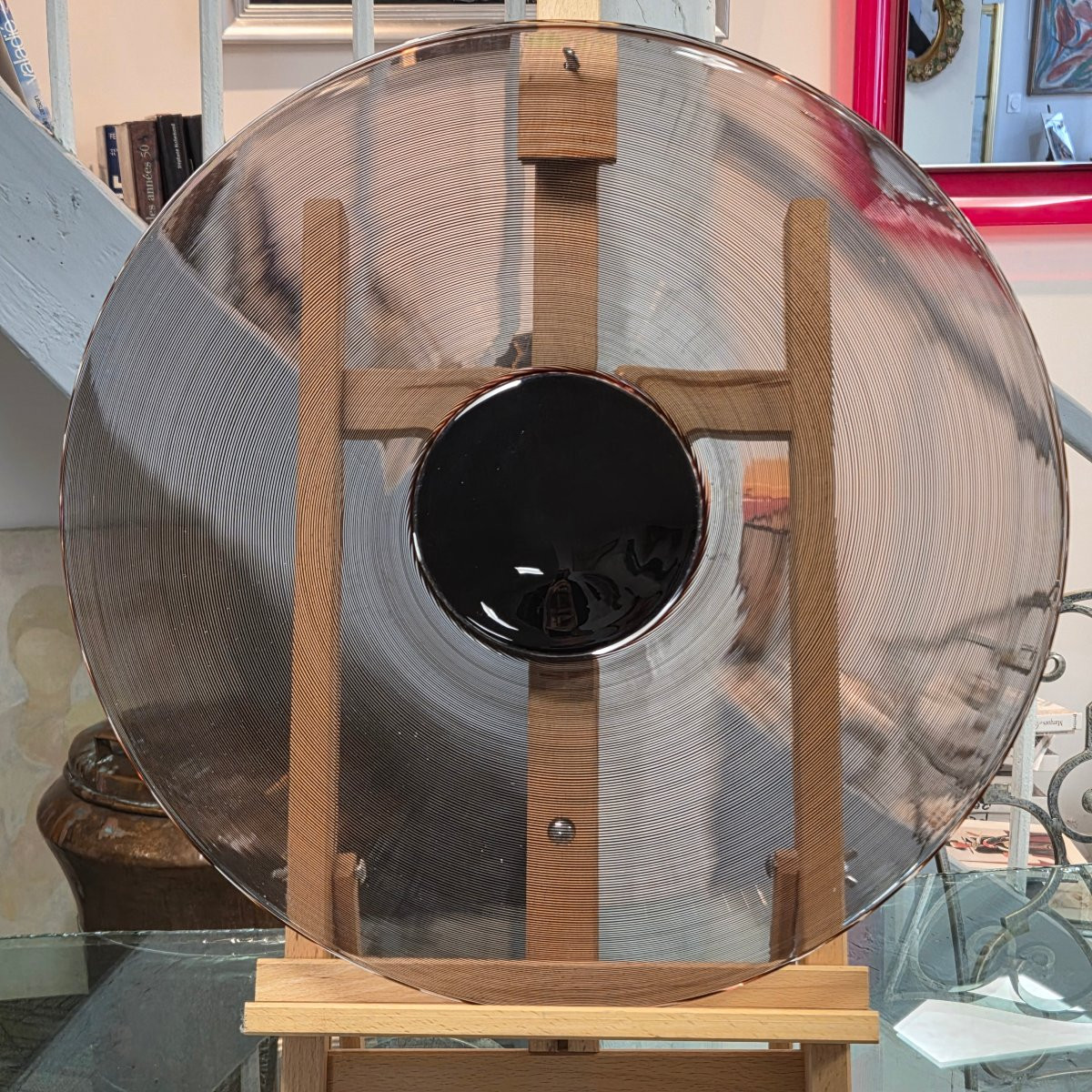 Tapio Wirkkala (1915-1985). Grand plat en verre soufflé à filigrane -photo-4