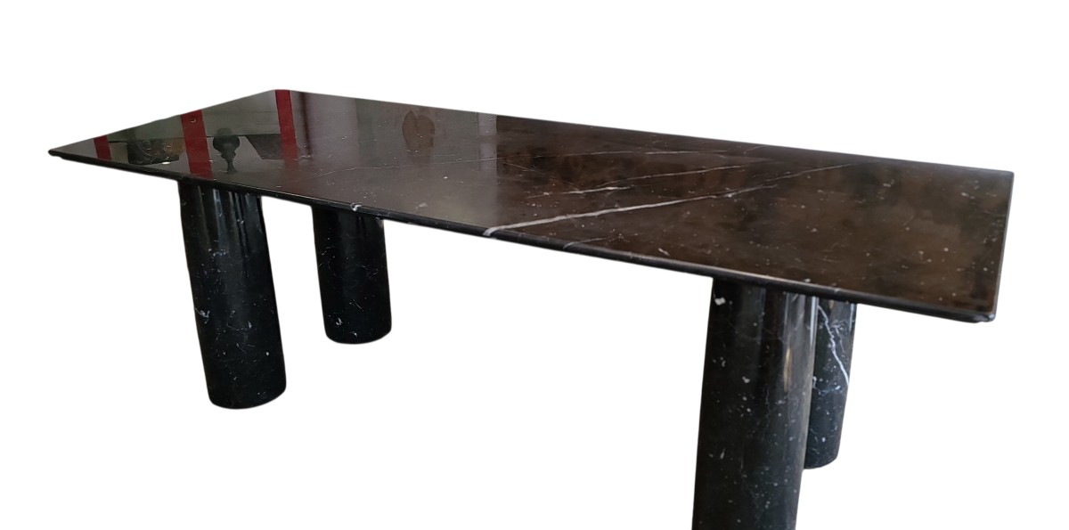 Important Colonnato Table In Black Marble – Mario Bellini