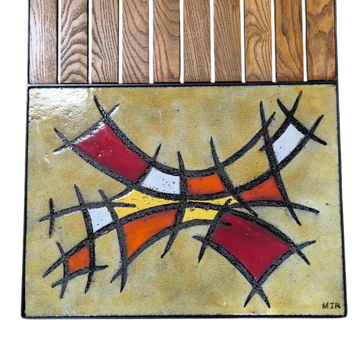 Coffee Table In Wood, Metal And Enameled Lava Stone – Work From The 1950s–1960s-photo-4