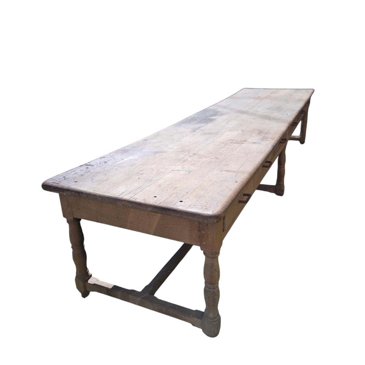 Large Antique Oak Draper's Table – Trade Table – 335 Cm-photo-4
