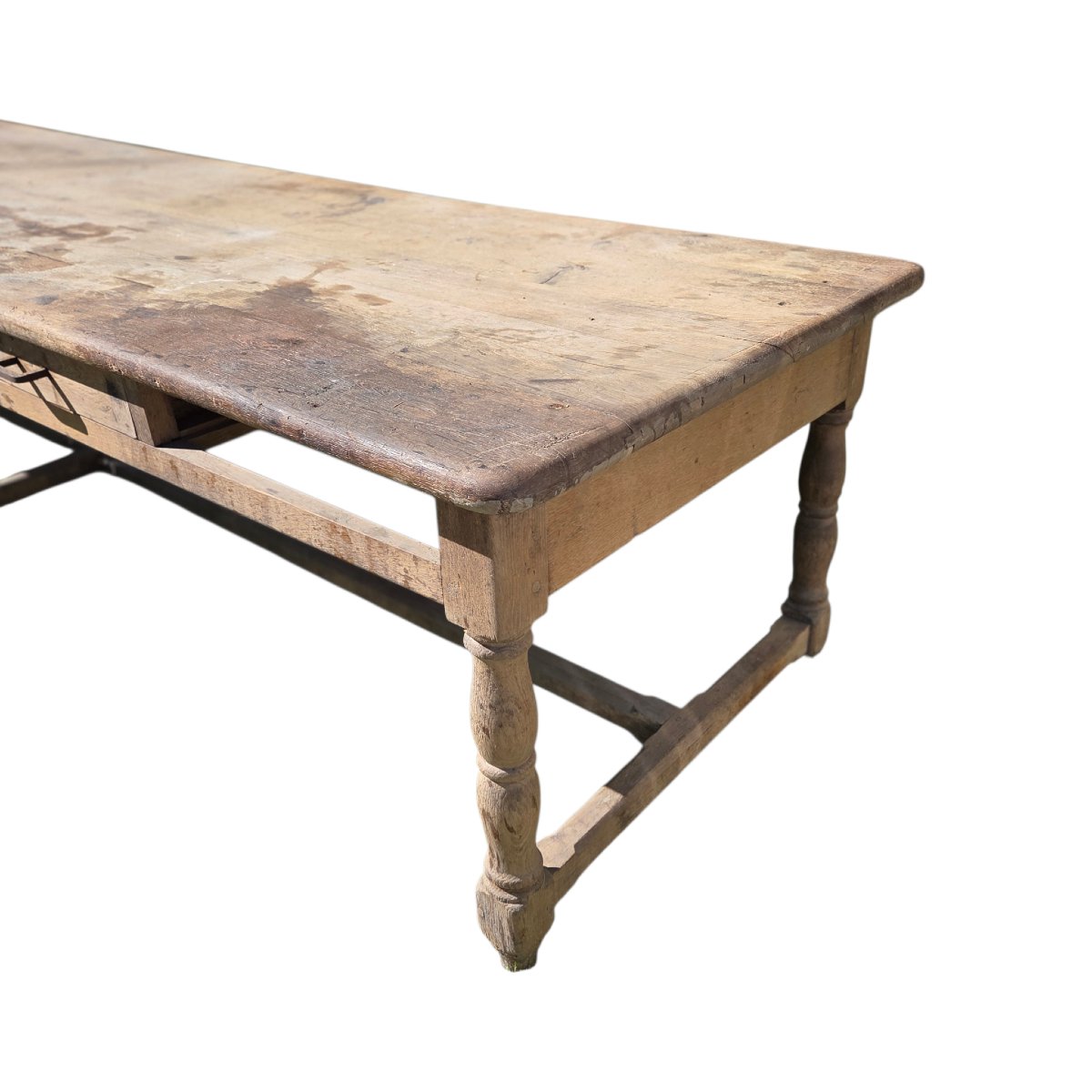 Large Antique Oak Draper's Table – Trade Table – 335 Cm-photo-1