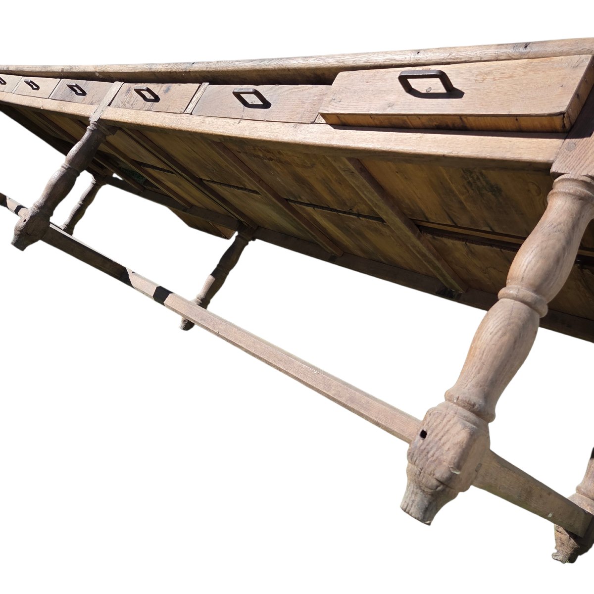 Large Antique Oak Draper's Table – Trade Table – 335 Cm-photo-6