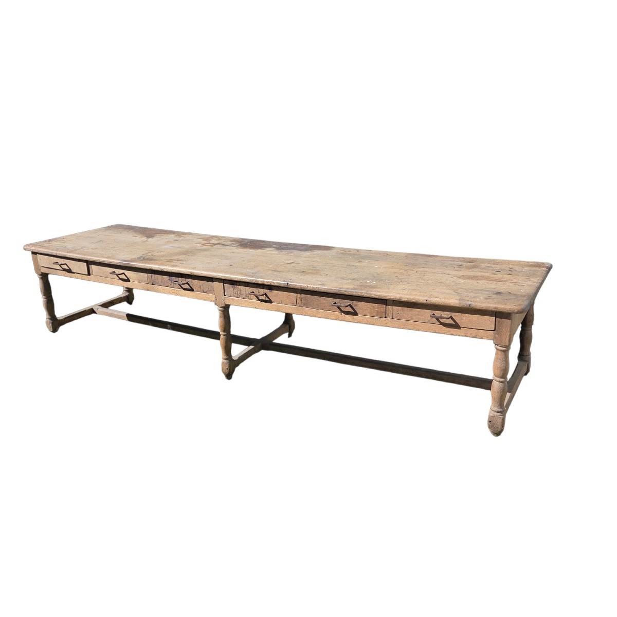 Large Antique Oak Draper's Table – Trade Table – 335 Cm