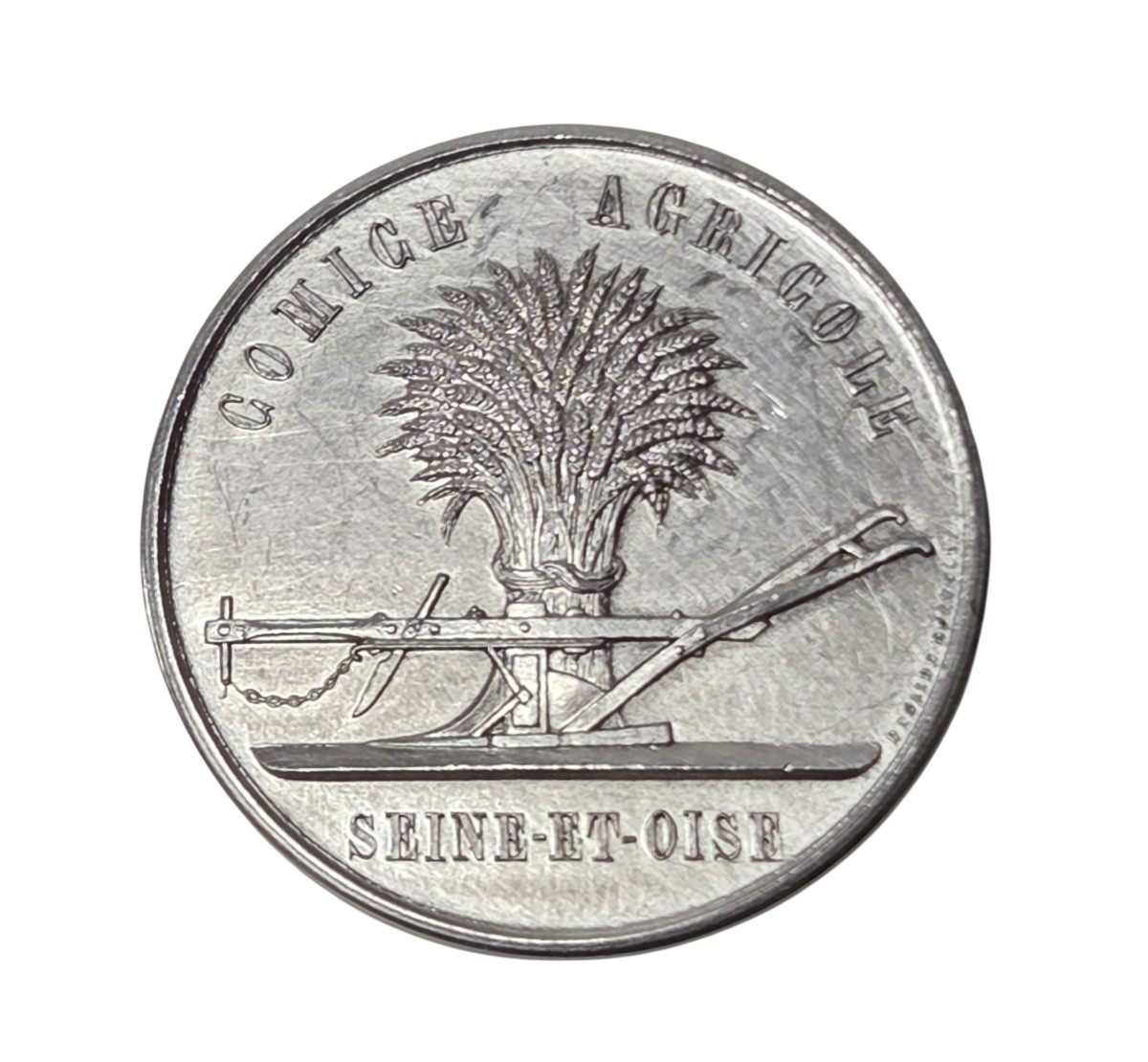 Médaille de Comice Agricole  – Argent massif  – 42 g – Signée Desaide Roquelaure 