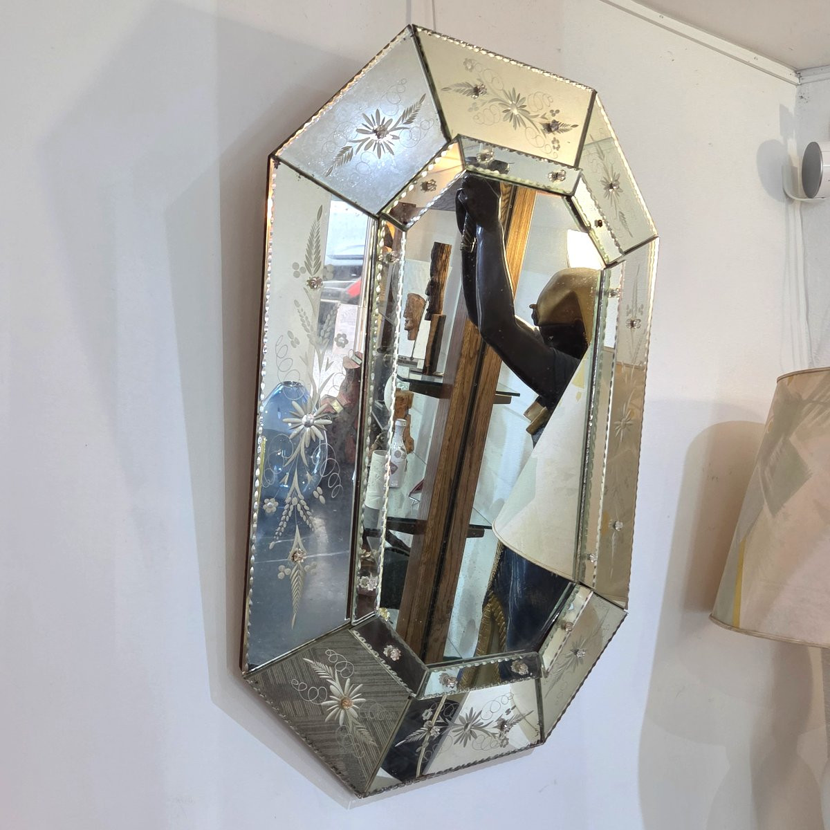Octagonal Venetian Mirror, Italy, Circa 1950-photo-2