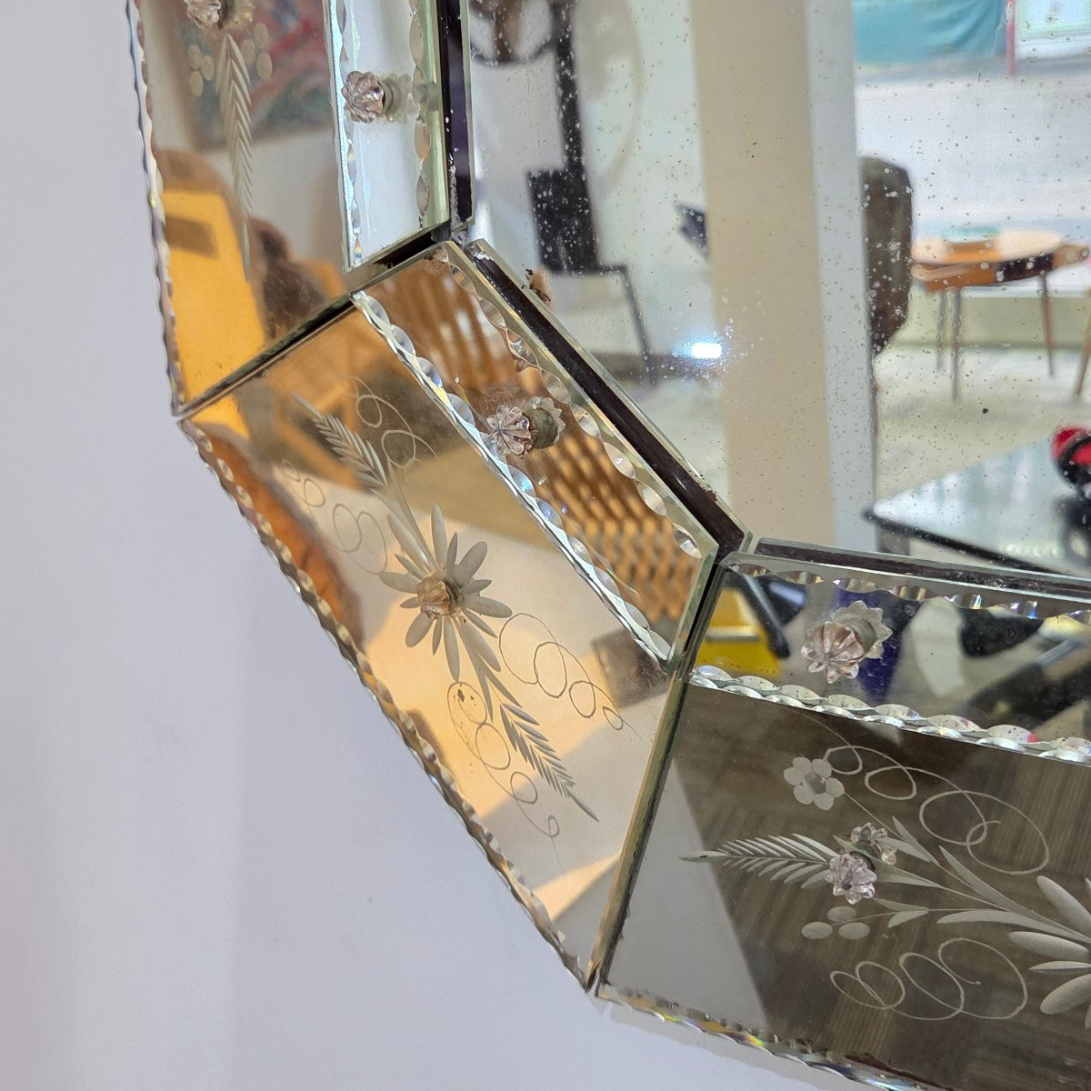 Octagonal Venetian Mirror, Italy, Circa 1950-photo-2