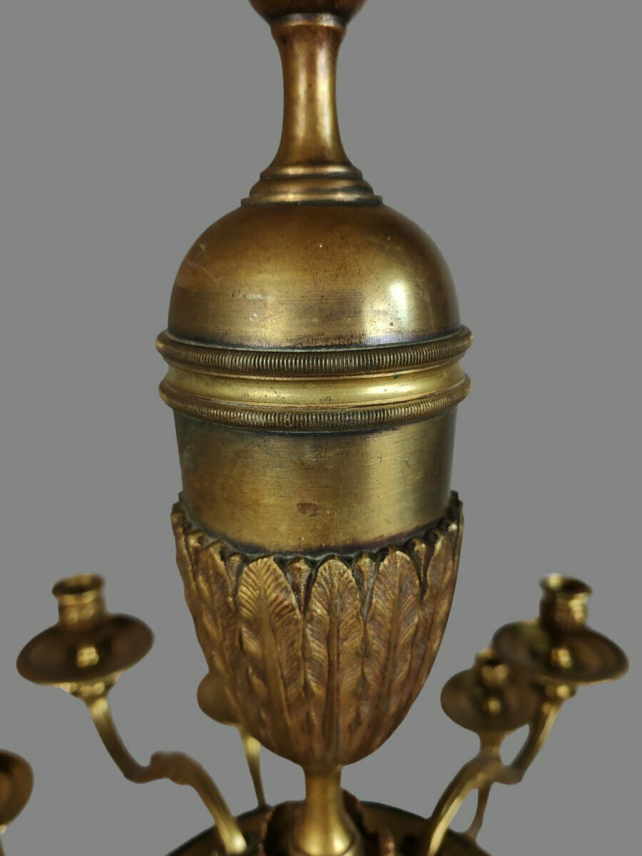 Lustre en bronze à quinze lumières, style Louis XVI, début du XXe siècle-photo-4