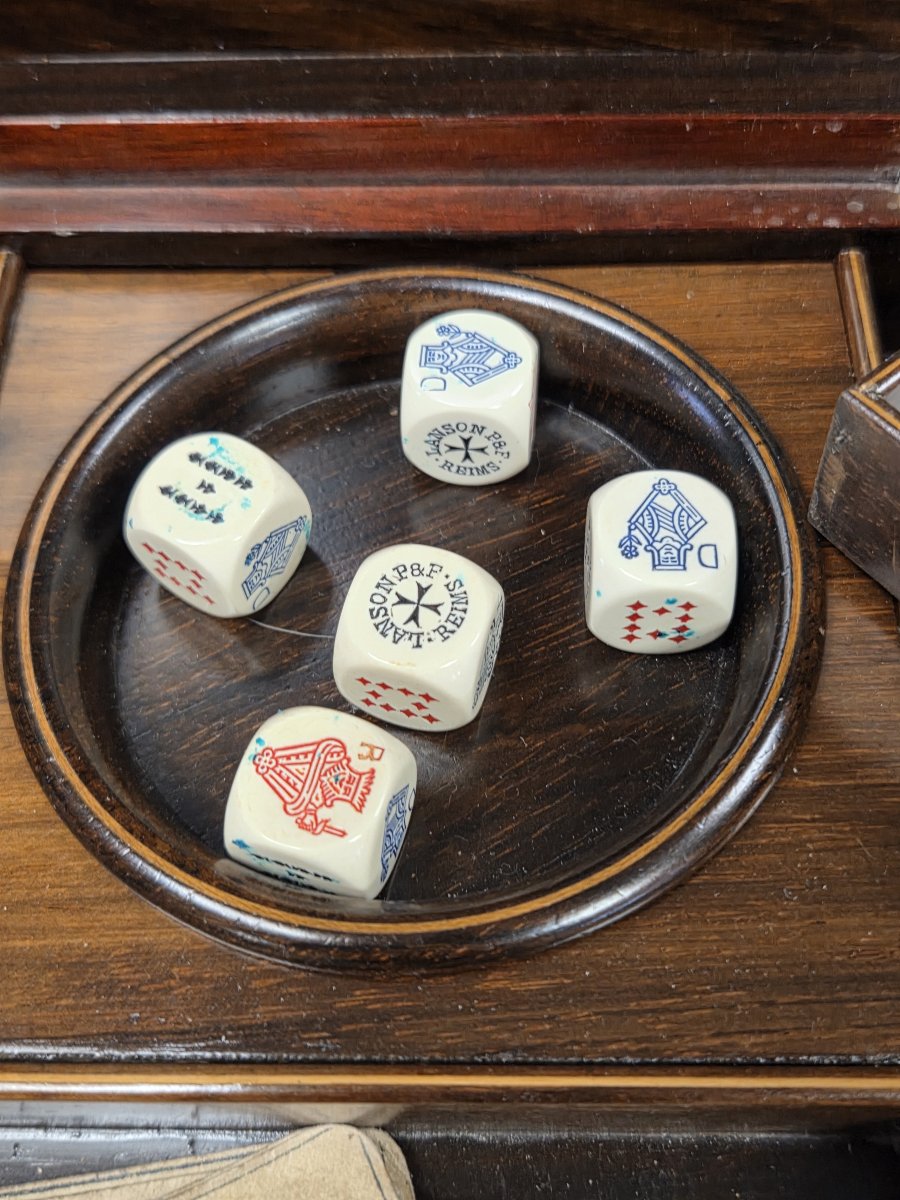 Coffret à jeux Napoléon III, jetons en nacre et jeu d'Aluette B.P. Grimaud-photo-4