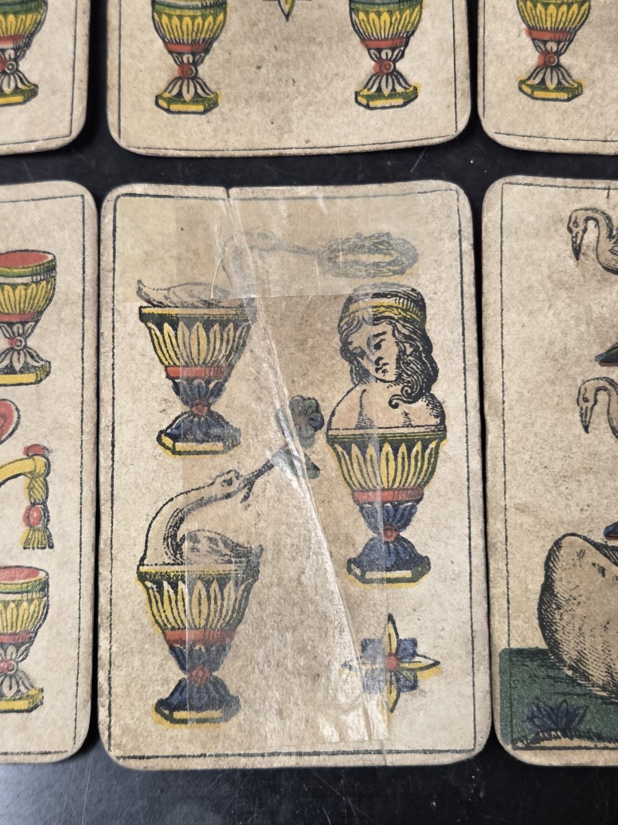 Coffret à jeux Napoléon III, jetons en nacre et jeu d'Aluette B.P. Grimaud-photo-6