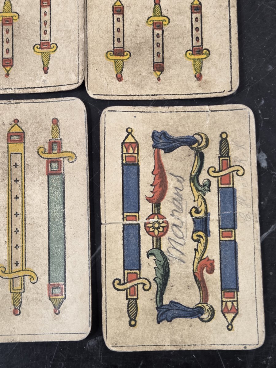 Coffret à jeux Napoléon III, jetons en nacre et jeu d'Aluette B.P. Grimaud-photo-7
