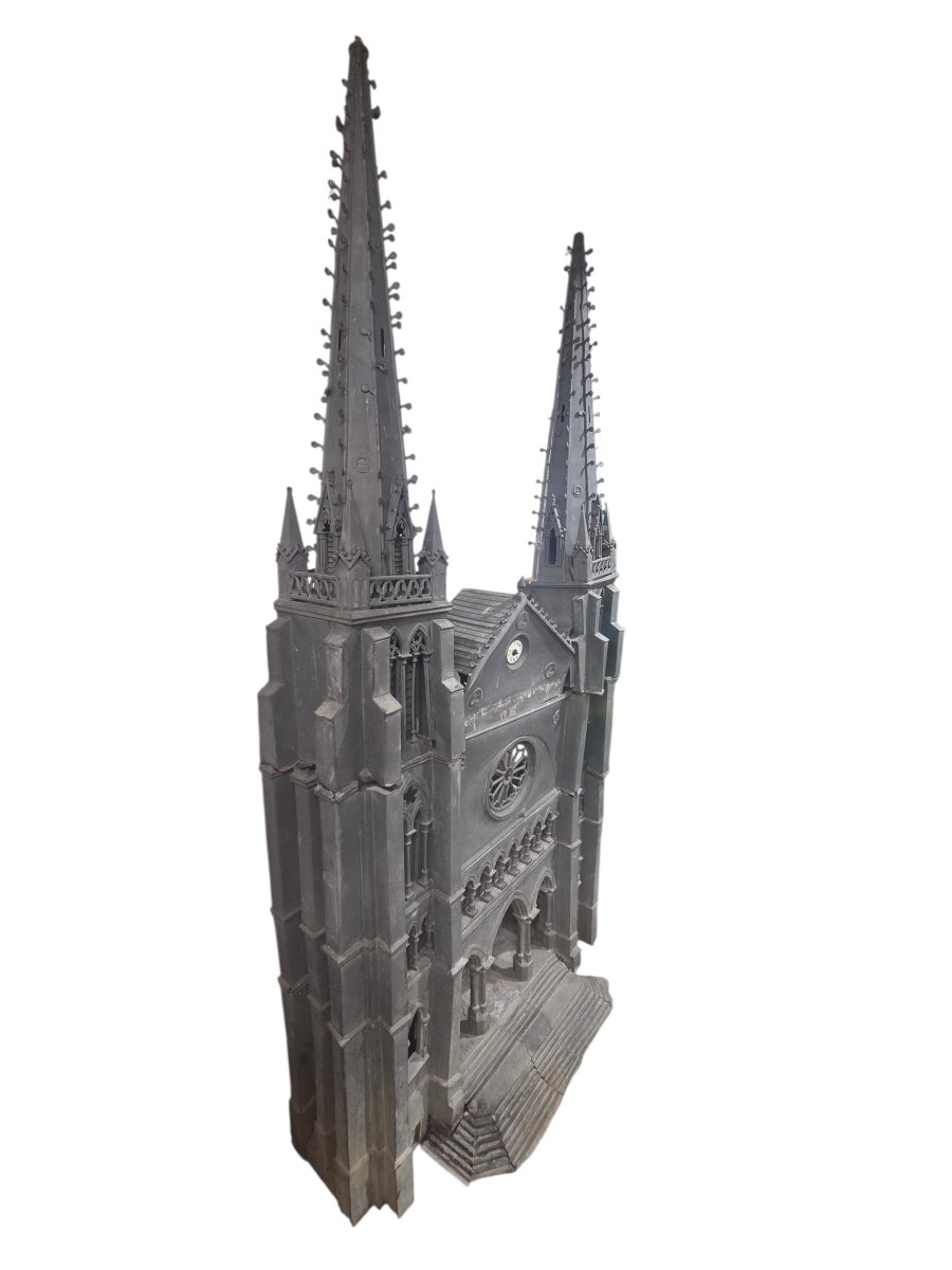 Maquette Église Saint-Jacques de Pau en zinc – Travail de compagnon – XIXe siècle-photo-3