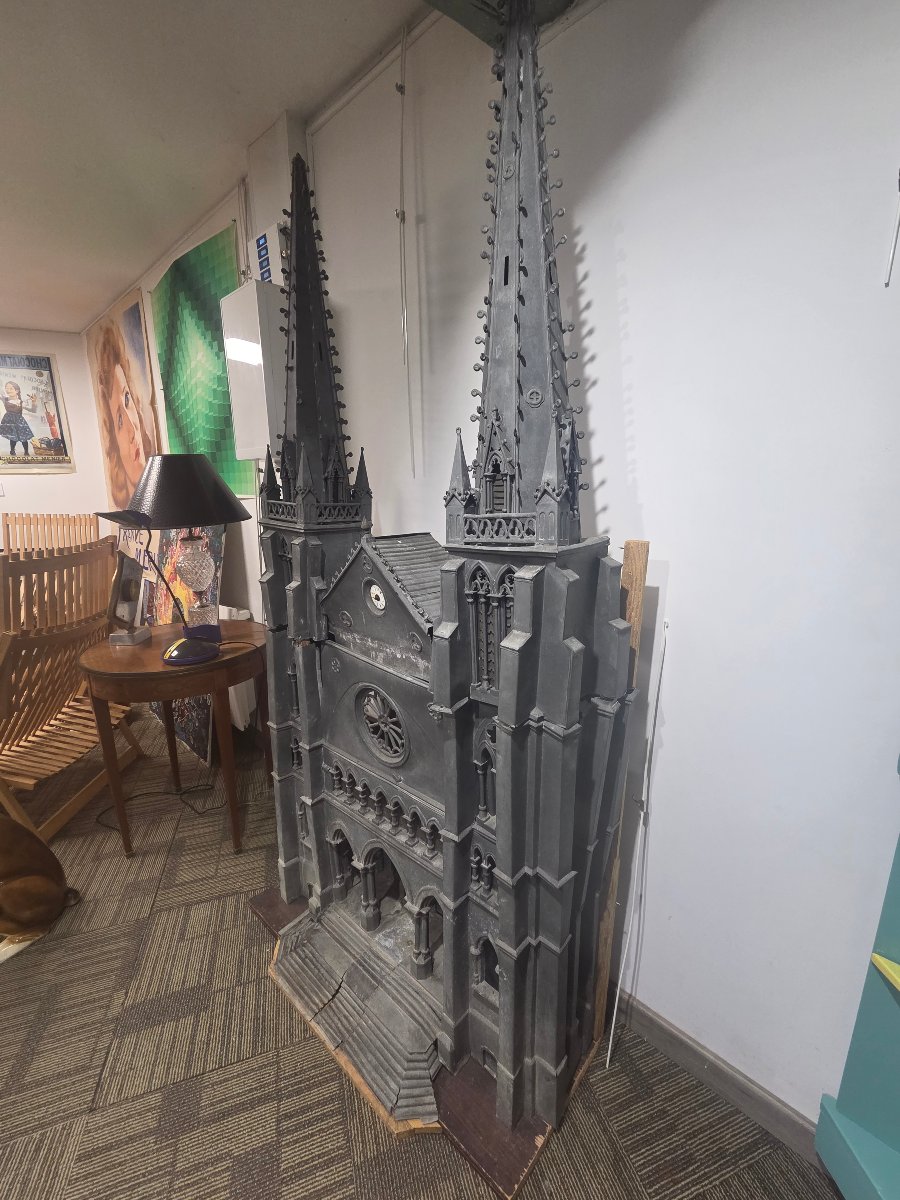 Maquette Église Saint-Jacques de Pau en zinc – Travail de compagnon – XIXe siècle-photo-6