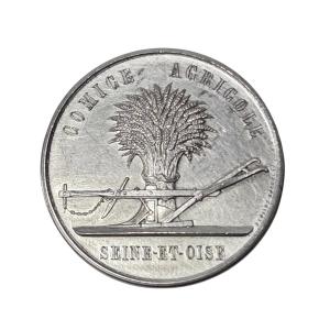 Médaille de Comice Agricole  – Argent massif  – 42 g – Signée Desaide Roquelaure 