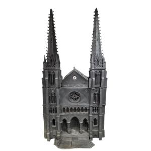 Maquette Église Saint-Jacques de Pau en zinc – Travail de compagnon – XIXe siècle