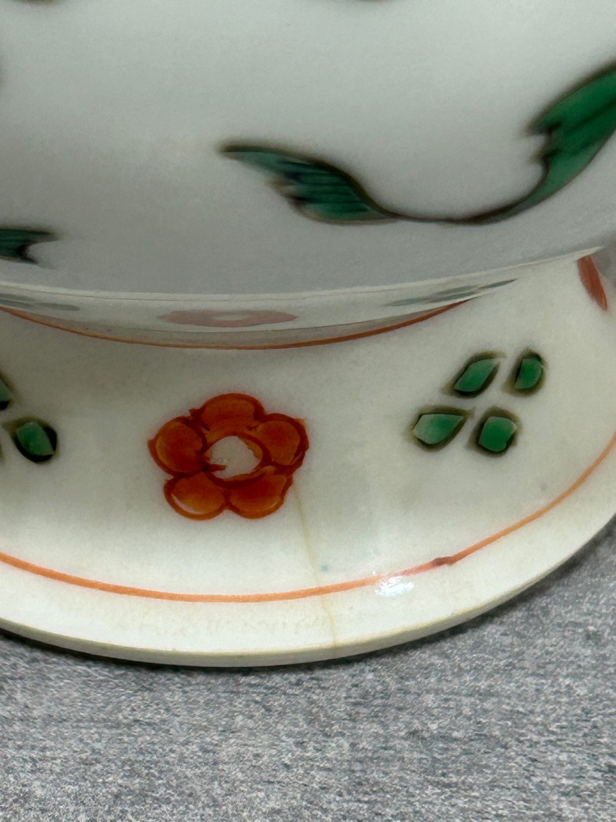 Aspersoir En Porcelaine De Chine 18ème Avec Bouchon En Argent-photo-2