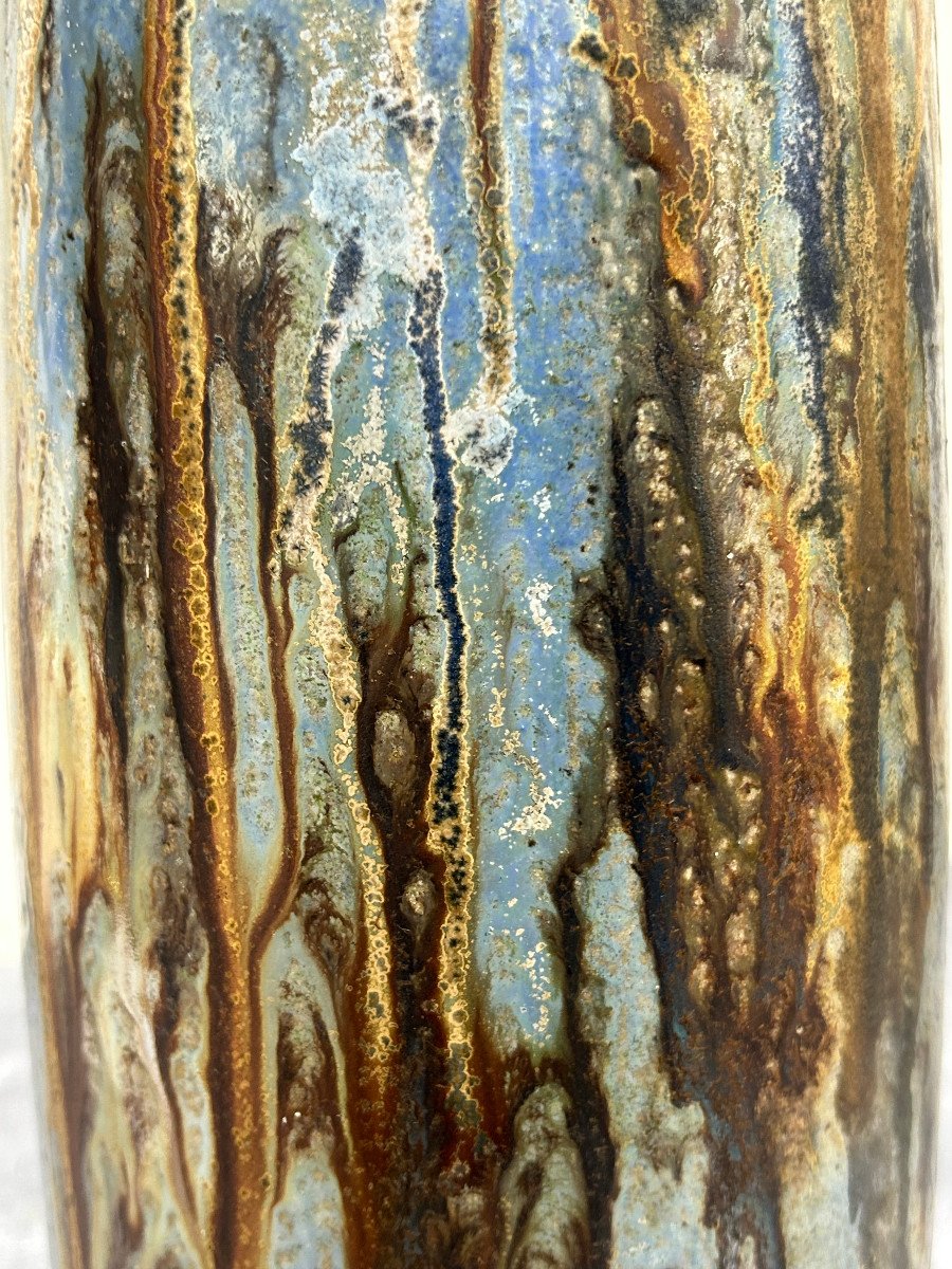 Grand Vase En Grès émaillé De Roger Guérin Vers 1930 Art Déco-photo-1