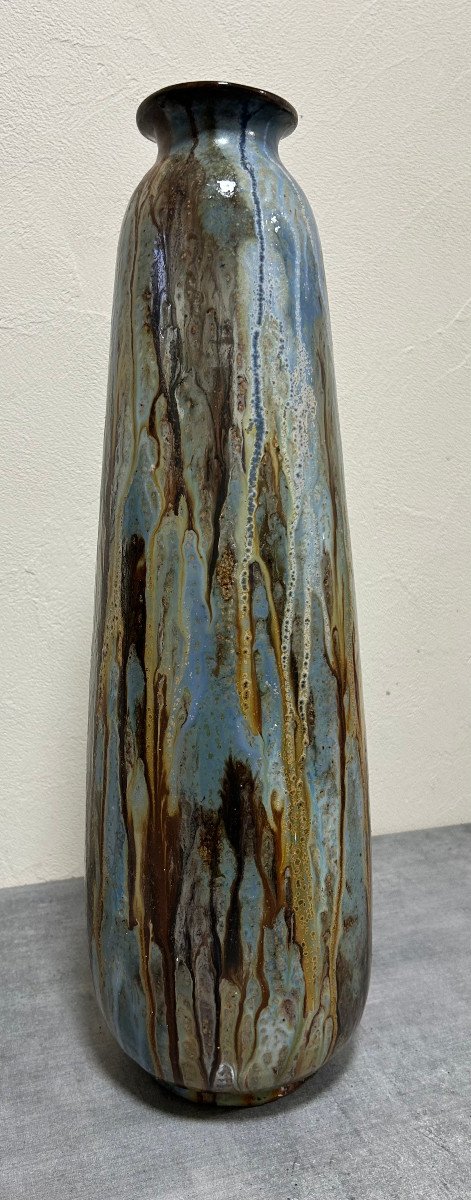 Grand Vase En Grès émaillé De Roger Guérin Vers 1930 Art Déco