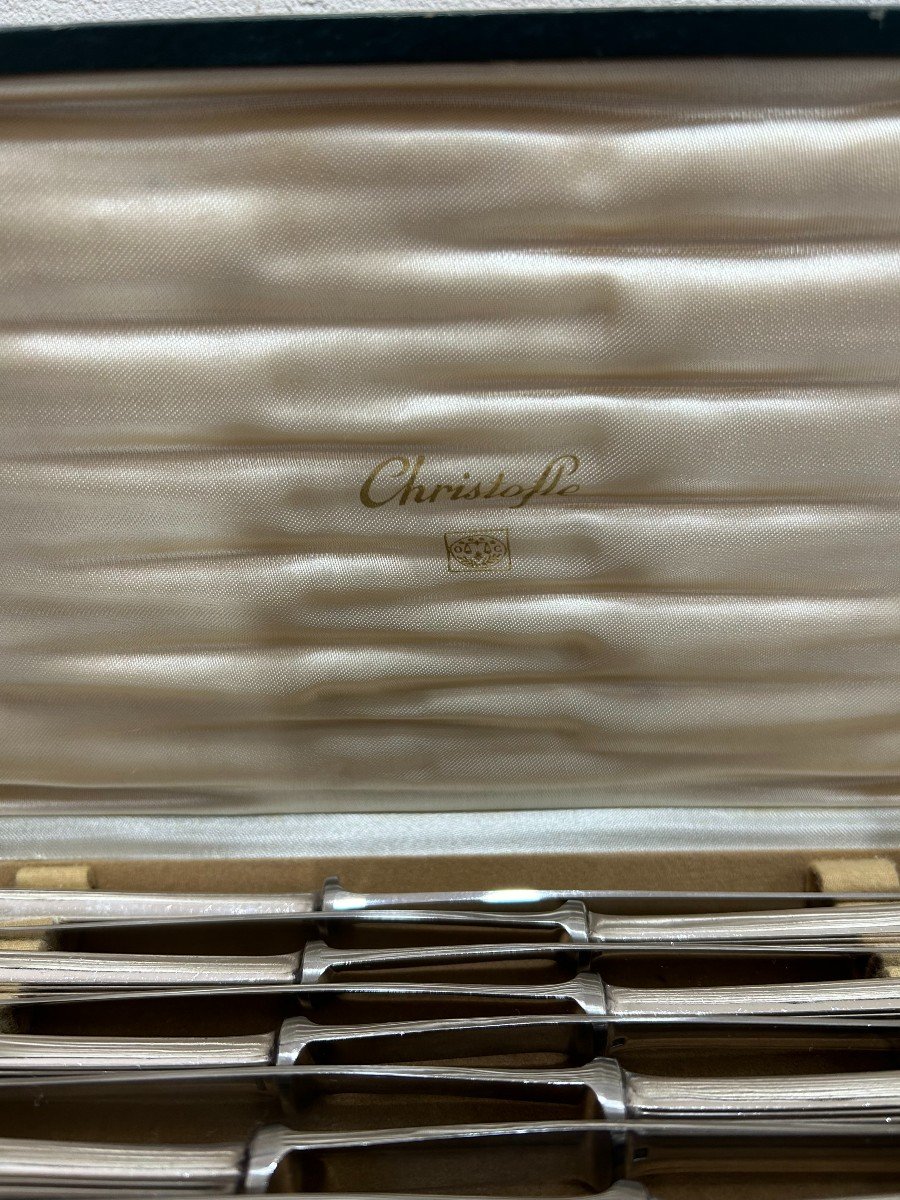 Coffret Douze Couteaux Métal Argenté Christofle Modèle América-photo-1