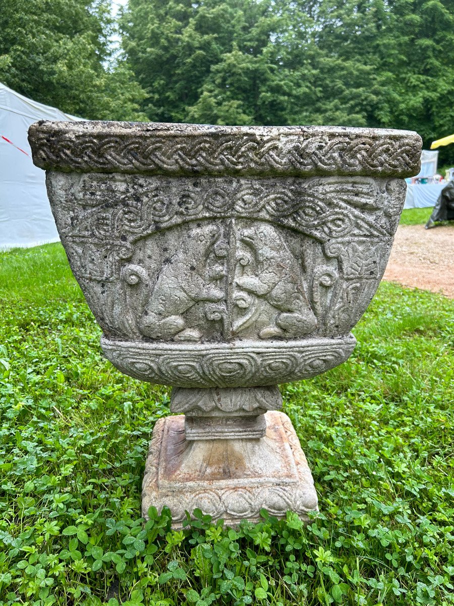 Jardinière En Pierre Reconstituée (ciment)-photo-4