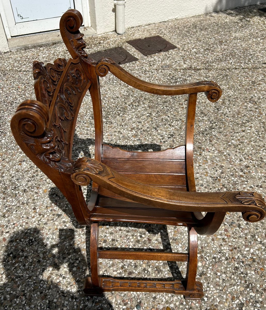 Armchair Said Dagobert In Carved Walnut Late 19th-photo-1