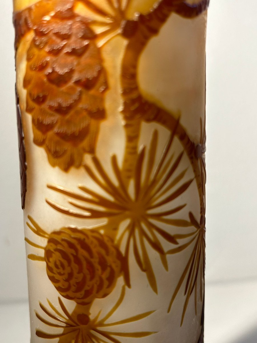 Gallé Vase With Pine Cones-photo-2