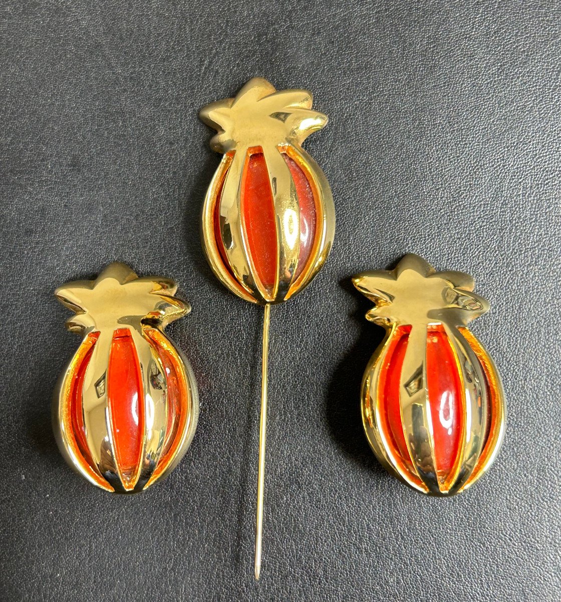 Pair Of Clip-on Earrings + Celine Brooch