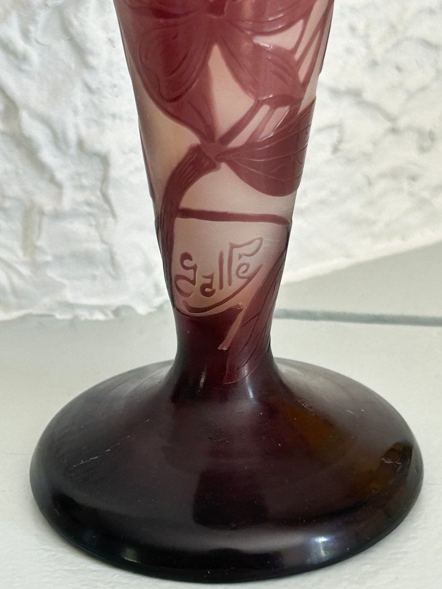 Vase Emile Gallé, Décor De Fleurs-photo-4