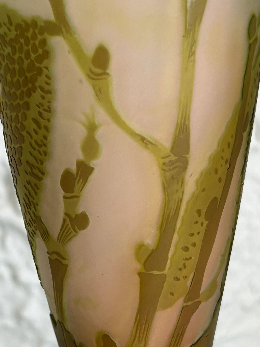 Emile Gallé Acid-etched Vase With Chaton Decor-photo-2
