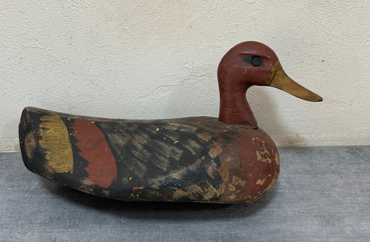 Duck Call (call) Polychrome Sculpture Late 19th Century-photo-2