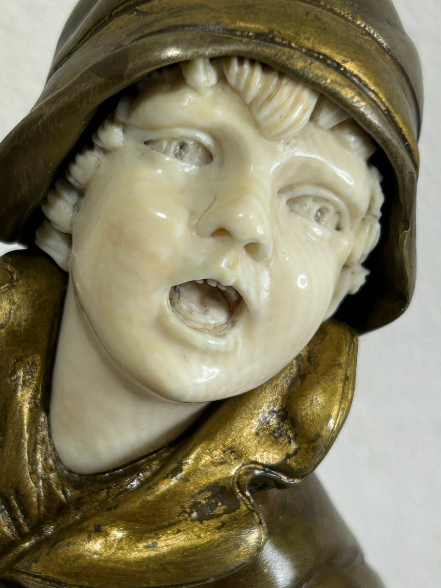 Demetre Chiparus (1886-1947) sculpture chryséléphantine en bronze, petit joueur d'accordéon-photo-3