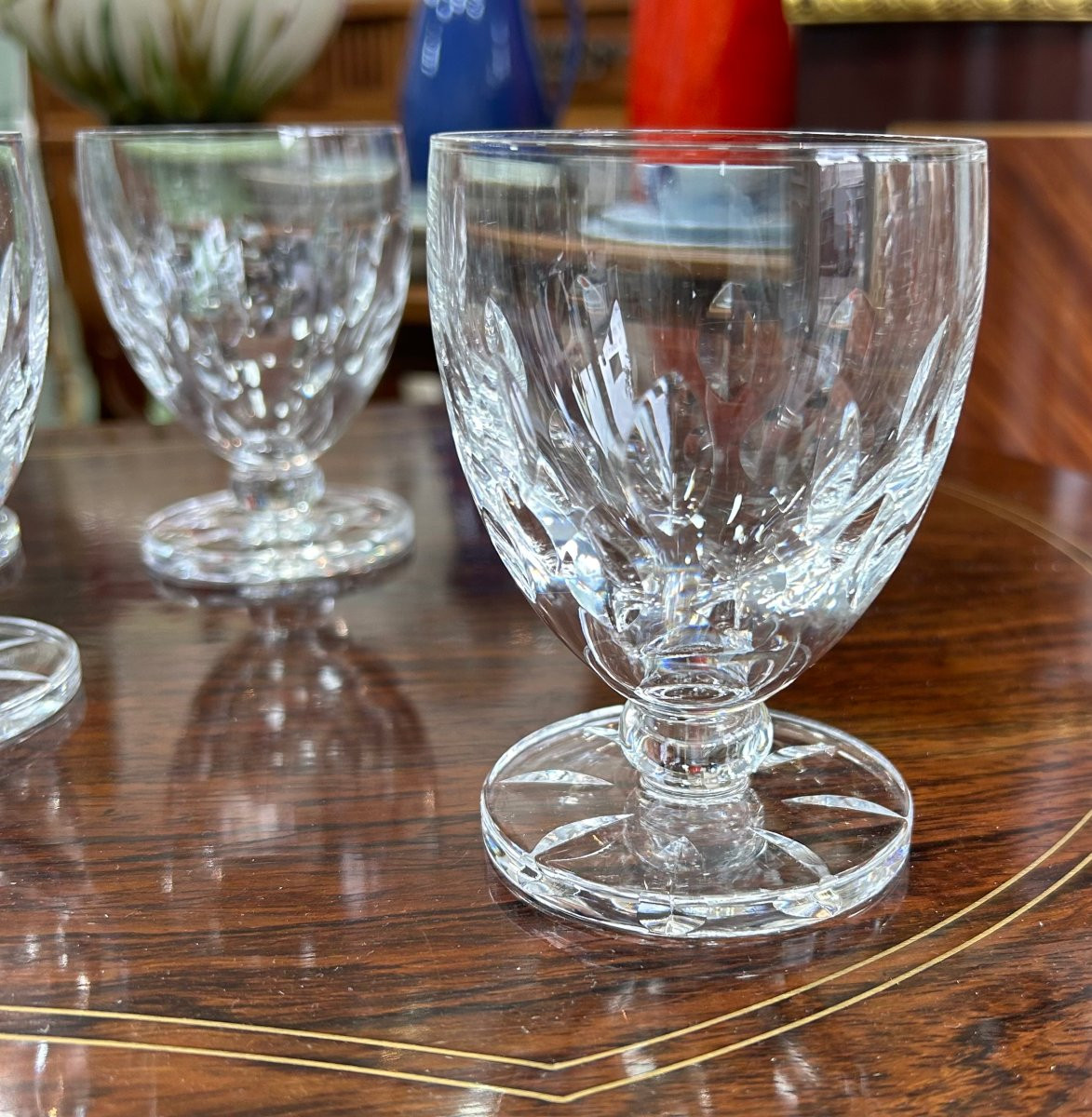 8 Verres en cristal taillé Lalique France modèle bocage-photo-3