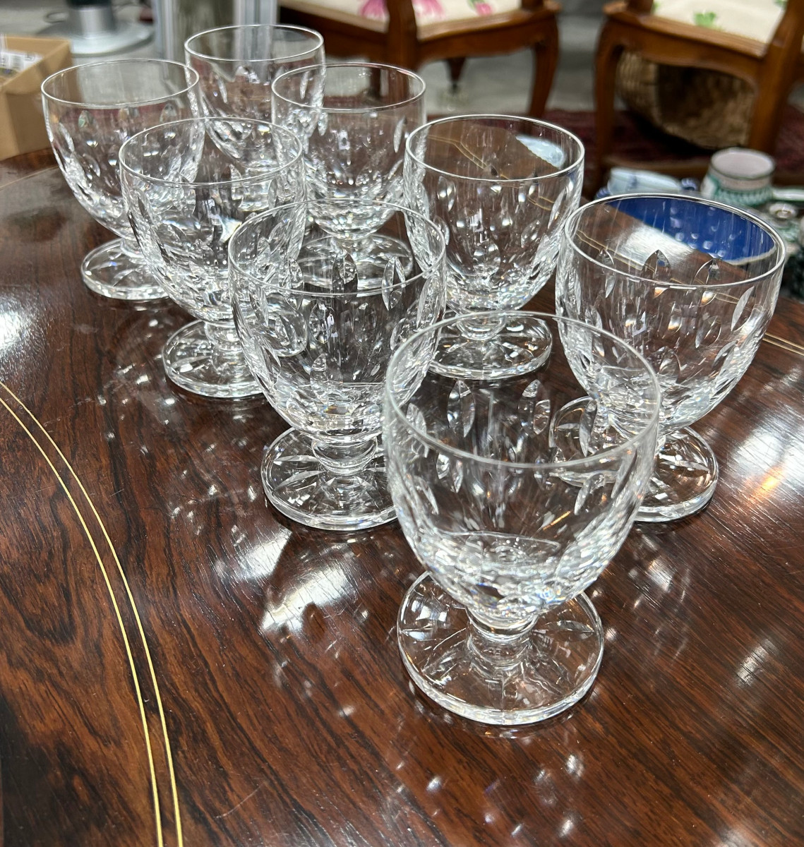 8 Verres en cristal taillé Lalique France modèle bocage