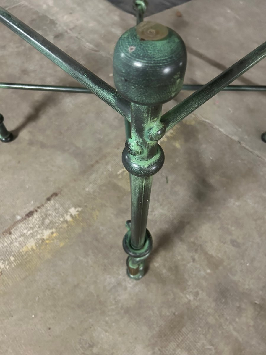 Round Table In Patinated Iron, Aged Bronze Color, Green, In The Shape Of An Intertwined Knot-photo-4