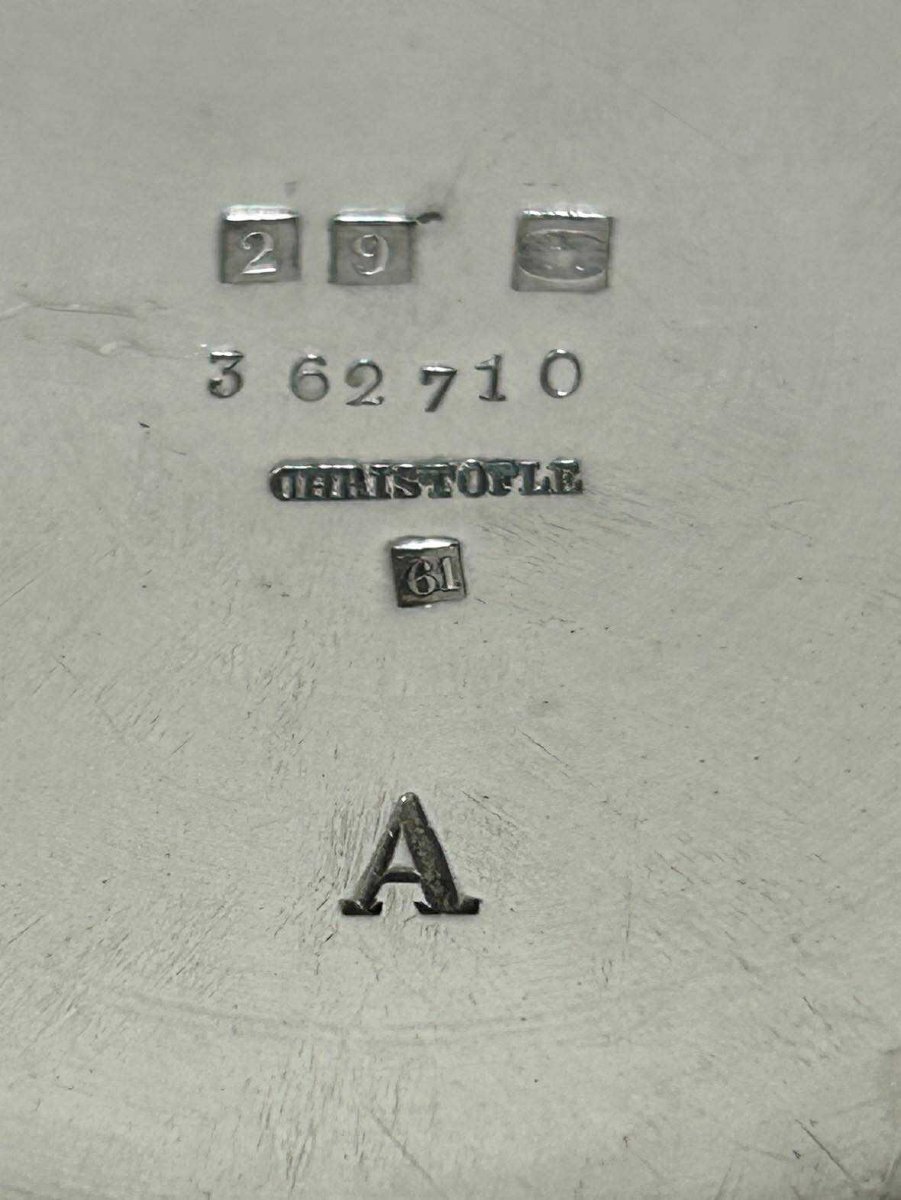 Ancien Chauffe plat en métal argenté signé Christofle-photo-3