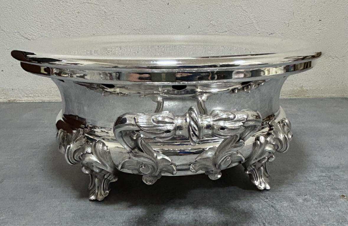 Ancien Chauffe plat en métal argenté signé Christofle