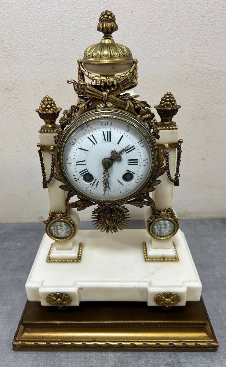 Small Louis XVI Style Prosthetic Clock From The Napoleon III Period, Also Known As A Bedroom Clock-photo-2
