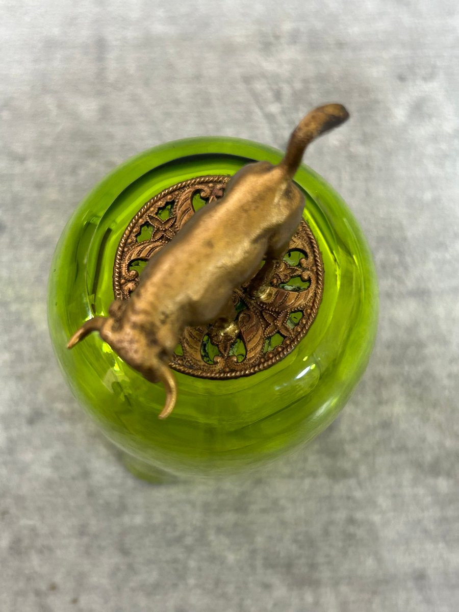 Table Bell, Bull And Its Sword In Bronze And Bohemian Crystal, Late 19th/early 20th Century-photo-3