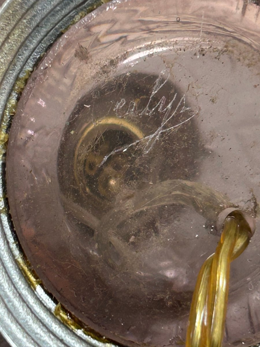 Lampe de chevet en verre moulé verlys au décor depapillondes années 1940-photo-4